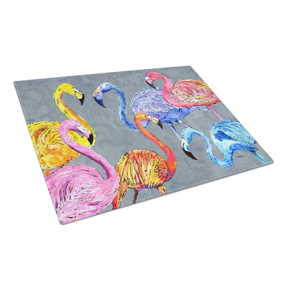 Caroline's Treasures Flamingo Six Senses Glass Cutting Board Large