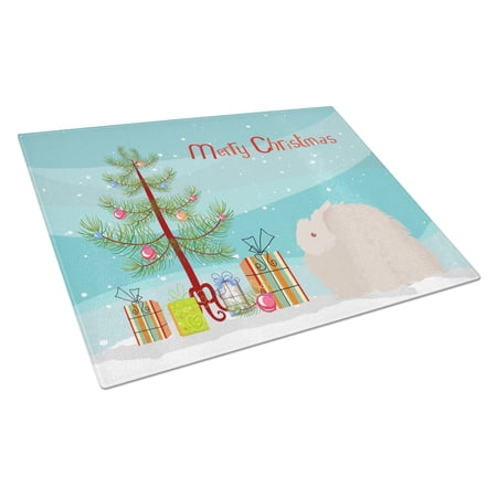 Caroline's Treasures Fluffy Angora Rabbit Christmas Glass Cutting Board Large