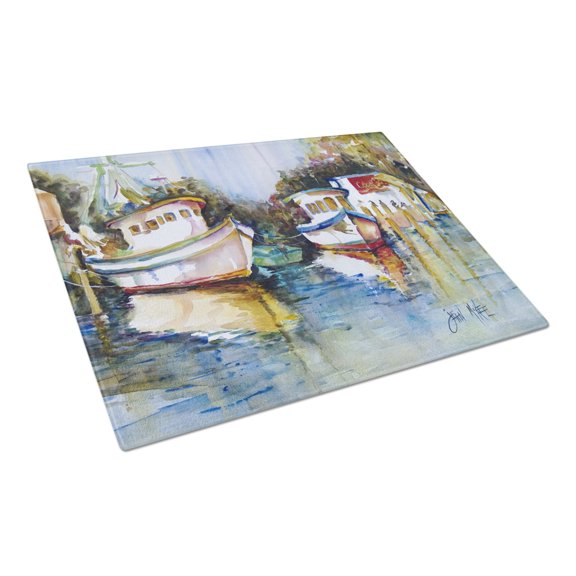 Caroline's Treasures Fly Creek Fish Market Glass Cutting Board Large