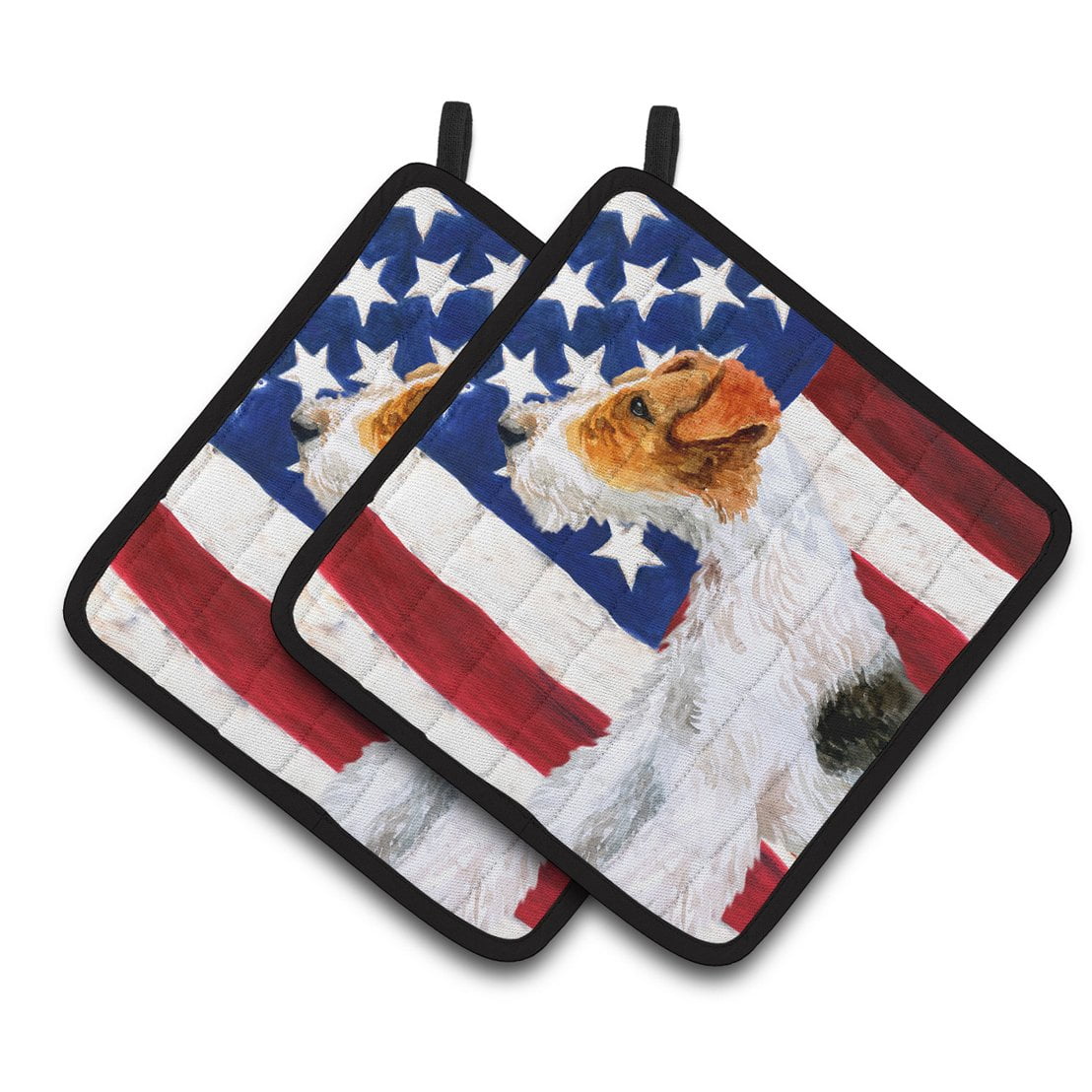 Caroline's Treasures Fox Terrier Patriotic Pair of Pot Holders