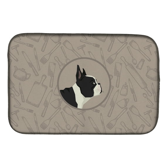 French Bulldog In the Kitchen Dish Drying Mat