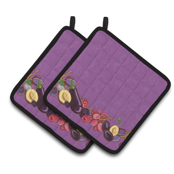 Caroline's Treasures Fruits and Vegetables in Purple Pair of Pot Holders