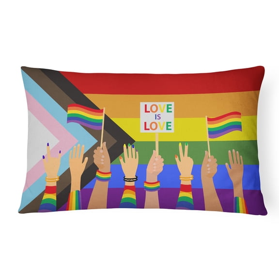 Caroline's Treasures Gay Pride Parade Progress Pride Canvas Fabric Decorative Pillow