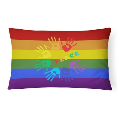 Caroline's Treasures Gay Pride Peace Hands Canvas Fabric Decorative Pillow