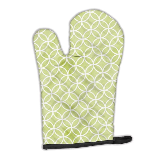 Gemoetric Circles on Green Watercolor Oven Mitt