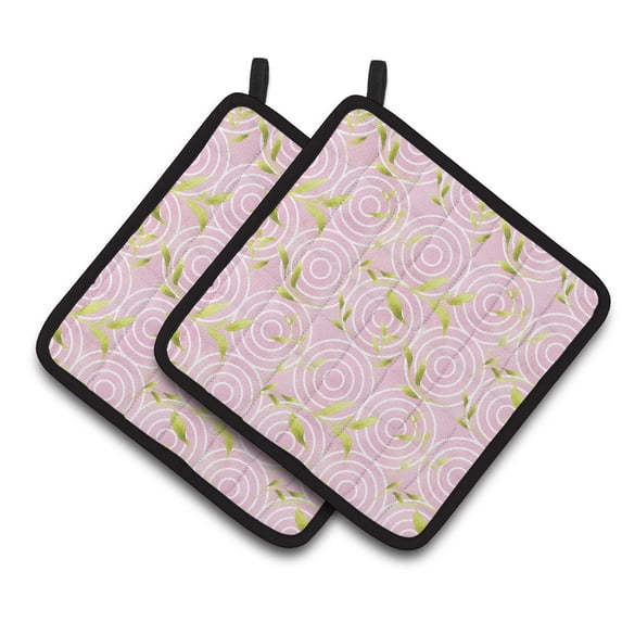 Caroline's Treasures Gemoetric Circles on Pink Watercolor Pair of Pot Holders