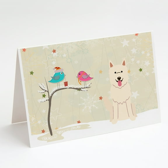 Christmas Presents between Friends German Shepherd - White Greeting Cards and Envelopes Pack of 8