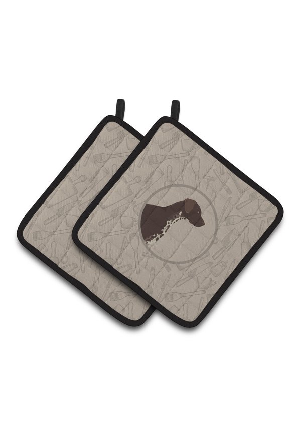 German Shorthaired Pointer In the Kitchen Pair of Pot Holders