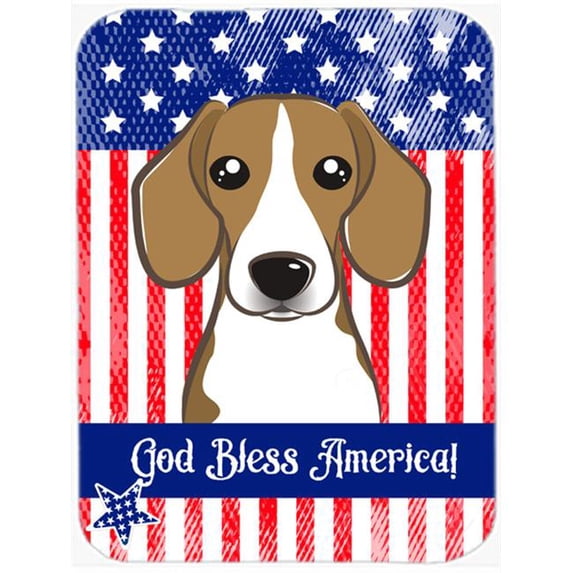 Caroline's Treasures God Bless Flag with Beagle Glass Cutting Board Large