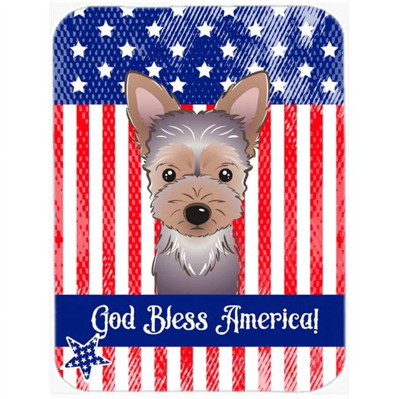 Caroline's Treasures God Bless Flag with Yorkie Puppy Glass Cutting Board Large