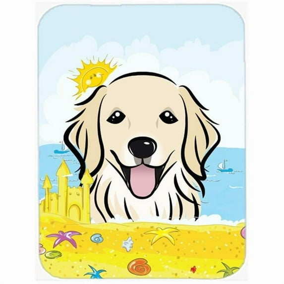 Caroline's Treasures Golden Retriever Summer Beach Glass Cutting Board Large