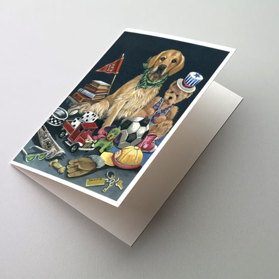 Caroline's Treasures Golden Retriever Toys Greeting Cards with Envelopes, 5" x 7" (8 Count)