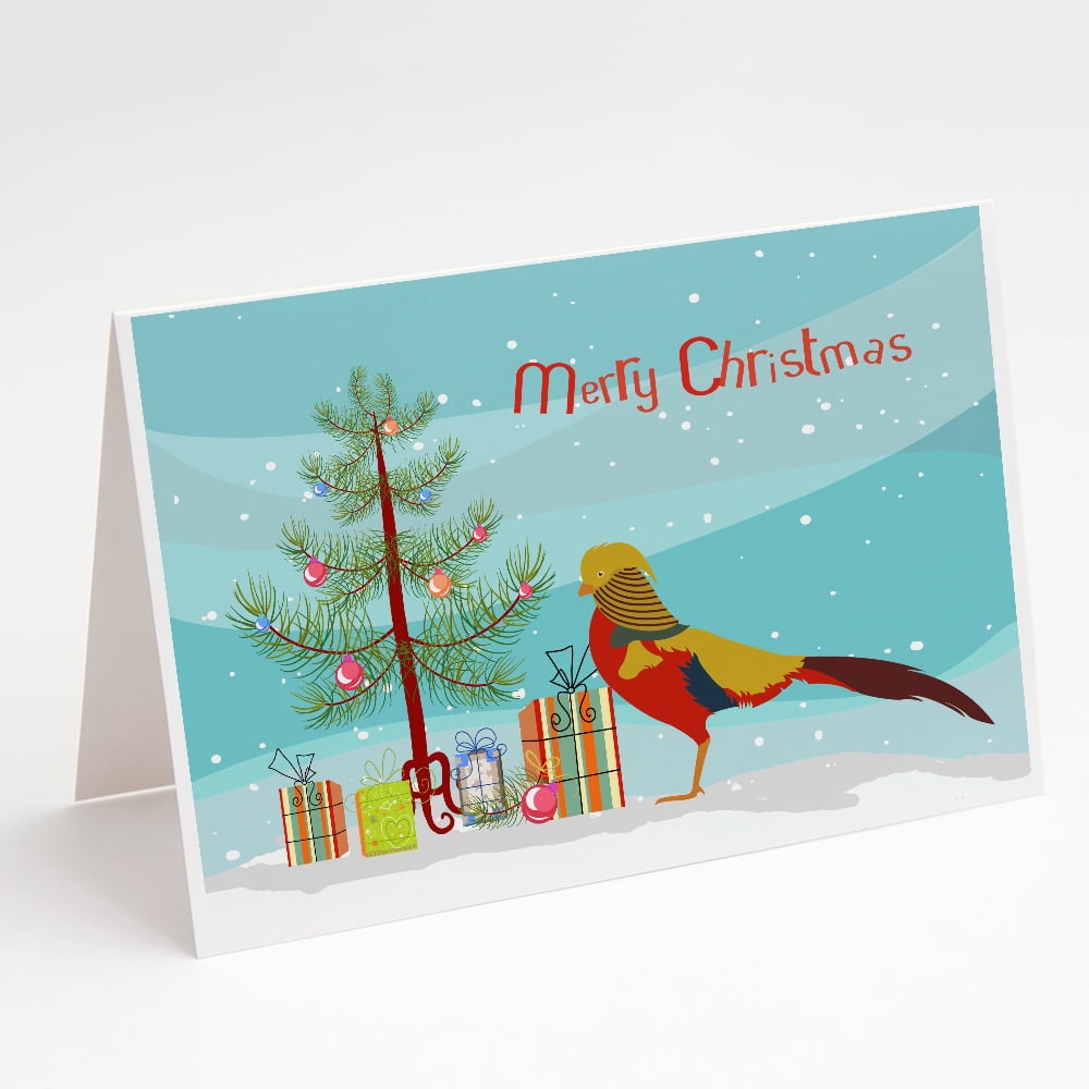 Golden or Chinese Pheasant Christmas Greeting Cards and Envelopes Pack of 8
