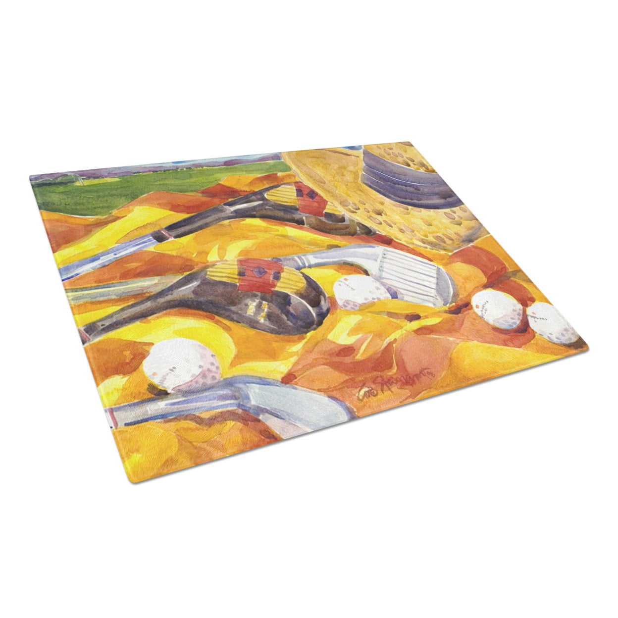 Caroline's Treasures Golf Clubs Golfer Glass Cutting Board Large