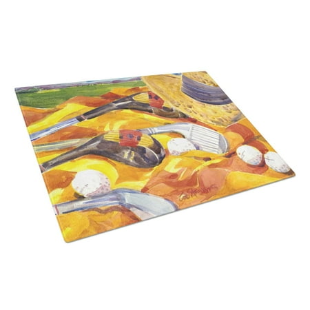 Caroline's Treasures Golf Clubs Golfer Glass Cutting Board Large