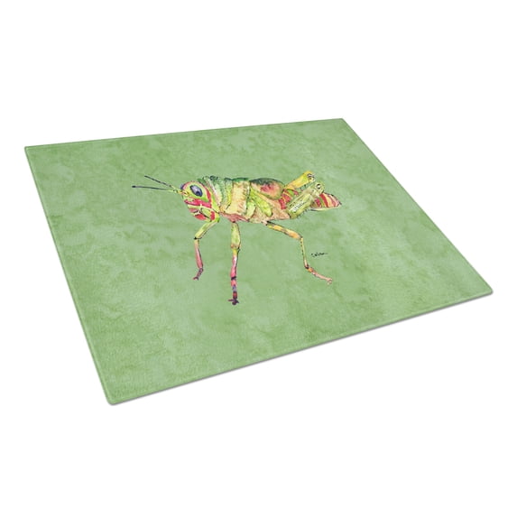 Caroline's Treasures Grasshopper on Avacado Glass Cutting Board Large