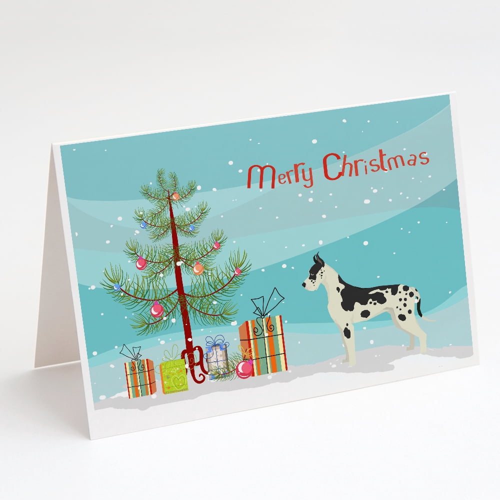 Great Dane Christmas Tree Greeting Cards and Envelopes Pack of 8