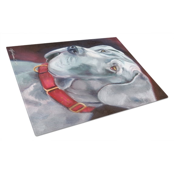 Caroline's Treasures Great Dane Natural Ears Red Collar Glass Cutting Board Large