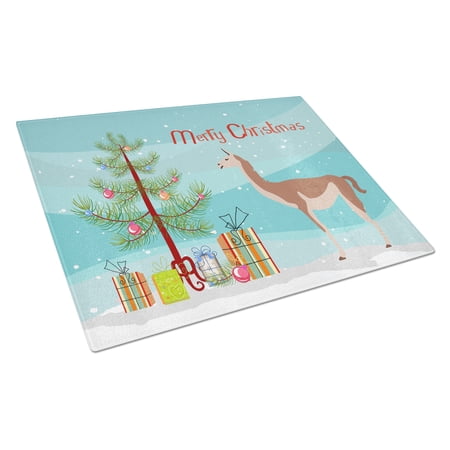 Caroline's Treasures Guanaco Christmas Glass Cutting Board Large