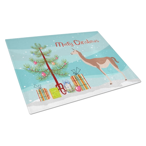 Caroline's Treasures Guanaco Christmas Glass Cutting Board Large