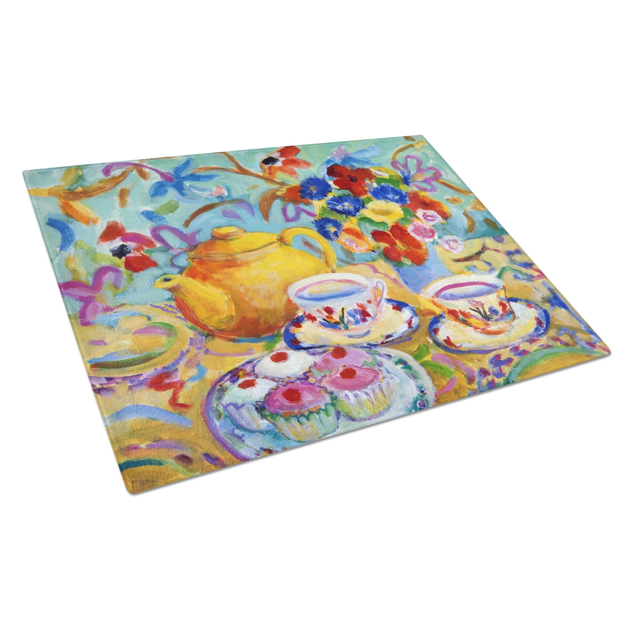 Caroline's Treasures 8654LCB Pineapple Glass Cutting Board Large, 12H x  16W, multicolor