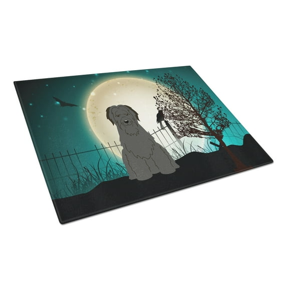 Caroline's Treasures Halloween Scary Briard Black Glass Cutting Board Large