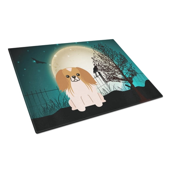 Caroline's Treasures Halloween Scary Pekingnese Red White Glass Cutting Board Large