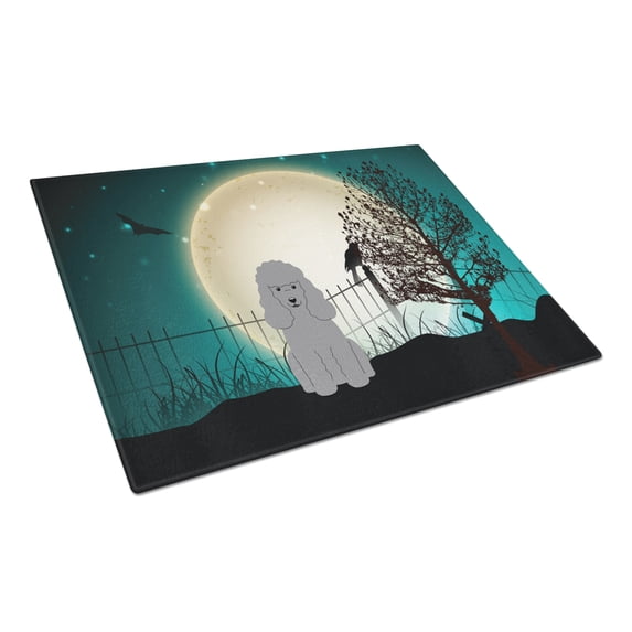 Caroline's Treasures Halloween Scary Poodle Silver Glass Cutting Board Large