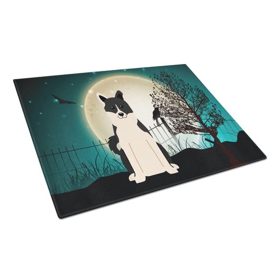 Caroline's Treasures Halloween Scary Russo-European Laika Spitz Glass Cutting Board Large