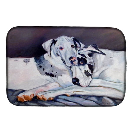 Caroline's Treasures Harlequin Natural Great Danes Dish Drying Mat