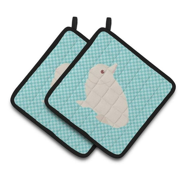 Caroline's Treasures Hermelin Rabbit Blue Check Pair of Pot Holders