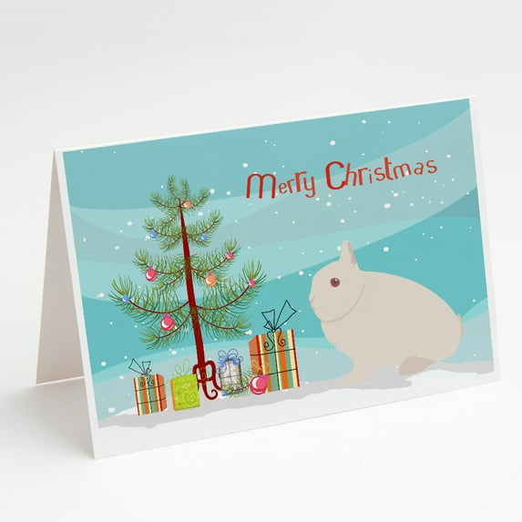 Hermelin Rabbit Christmas Greeting Cards and Envelopes Pack of 8