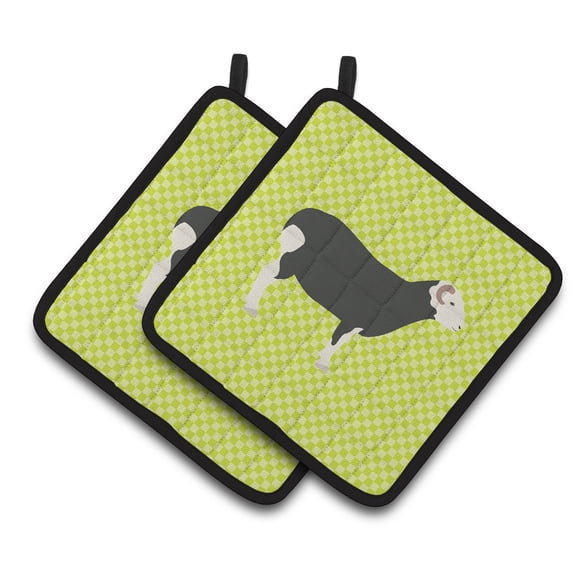 Caroline's Treasures Herwick Sheep Green Pair of Pot Holders