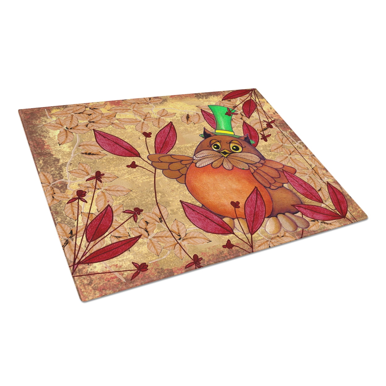 Large Multicolor Tempered Glass Owl Cutting Board