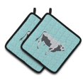thumbnail image 1 of Caroline's Treasures Hungarian Grey Steppe Cow Blue Check Pair of Pot Holders, 1 of 3