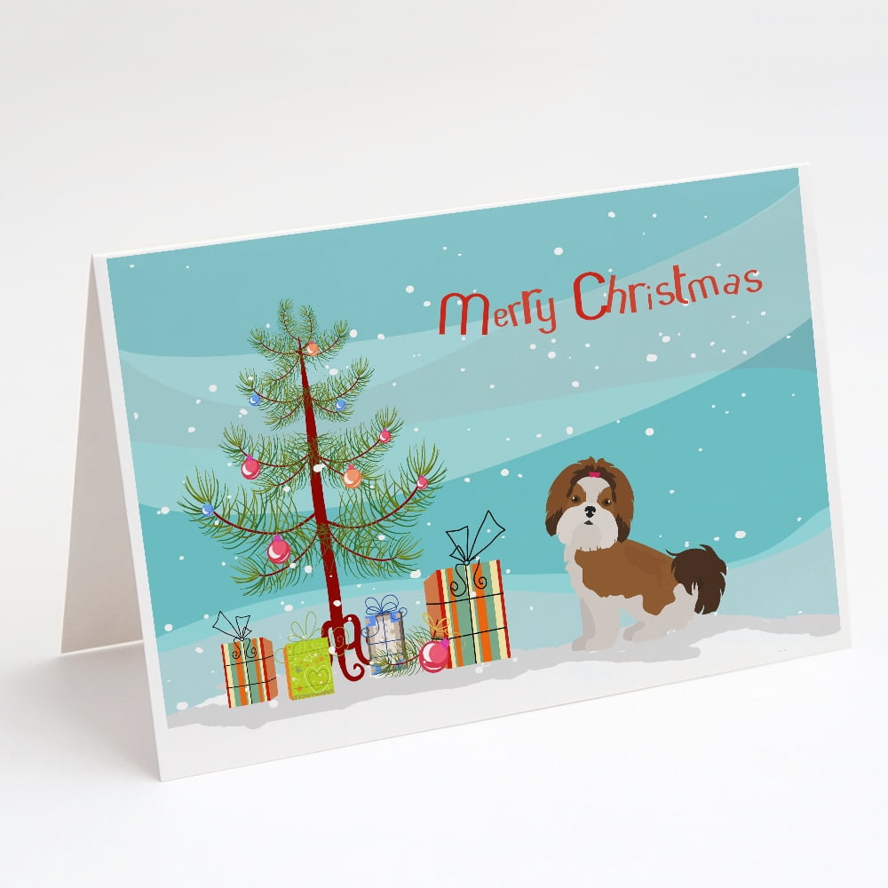Imperial Shih Tzu Christmas Tree Greeting Cards and Envelopes Pack of 8