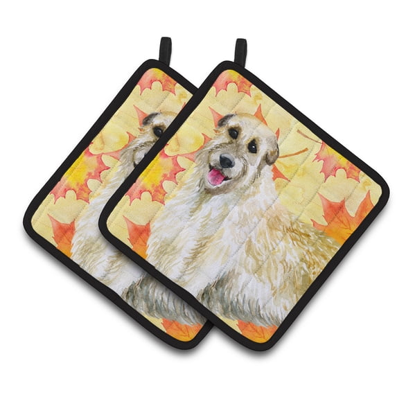 Irish Wolfhound Fall Pair of Pot Holders