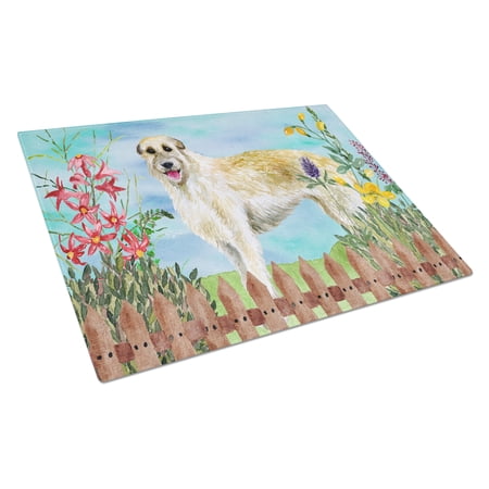 Caroline's Treasures Irish Wolfhound Spring Glass Cutting Board Large