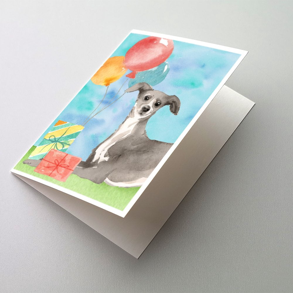 Happy Birthday Italian Greyhound Greeting Cards and Envelopes Pack of 8