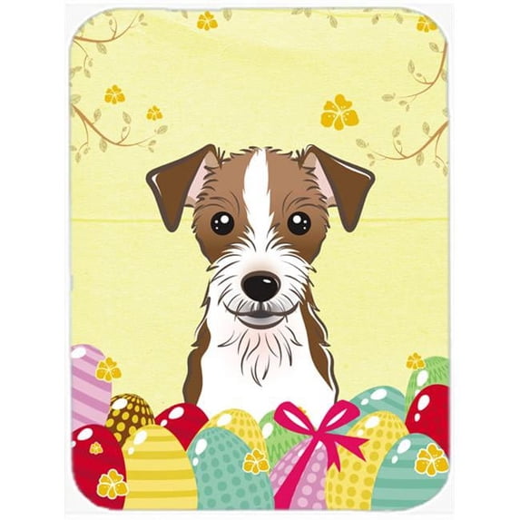 Caroline's Treasures Jack Russell Terrier Easter Egg Hunt Glass Cutting Board Large