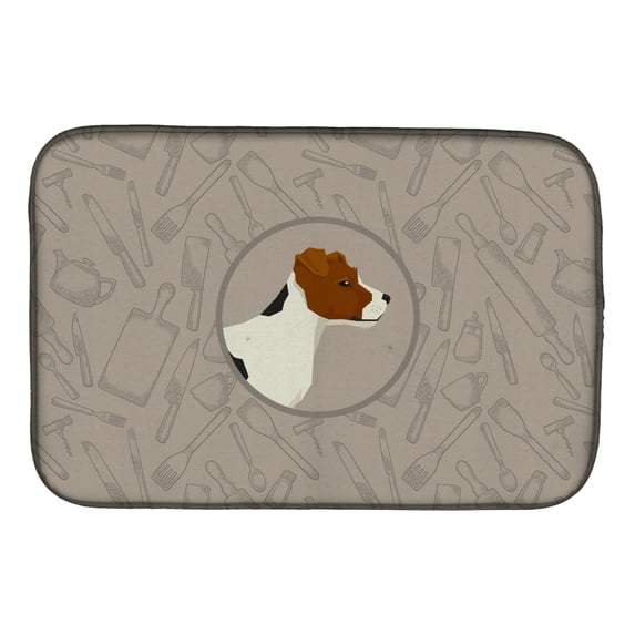 Caroline's Treasures Jack Russell Terrier In the Kitchen Dish Drying Mat