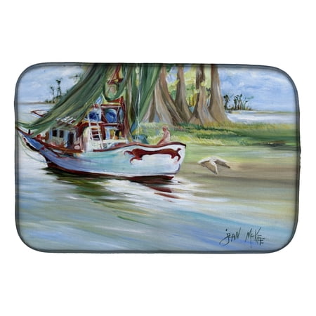 Caroline's Treasures Jeannie Shrimp Boat Dish Drying Mat