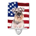 thumbnail image 1 of Caroline's Treasures KJ1158CNL Flag with Schnauzer Ceramic Night Light, 6x4x3", multicolor, 1 of 2