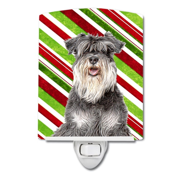 Caroline's Treasures KJ1171CNL Candy Cane Holiday Christmas Schnauzer Ceramic Night Light, 6x4x3", multicolor