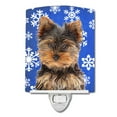 thumbnail image 1 of Caroline's Treasures KJ1181CNL Winter Snowflakes Holiday Yorkie Puppy / Yorkshire Terrier Ceramic Night Light, 6x4x3",, 1 of 2