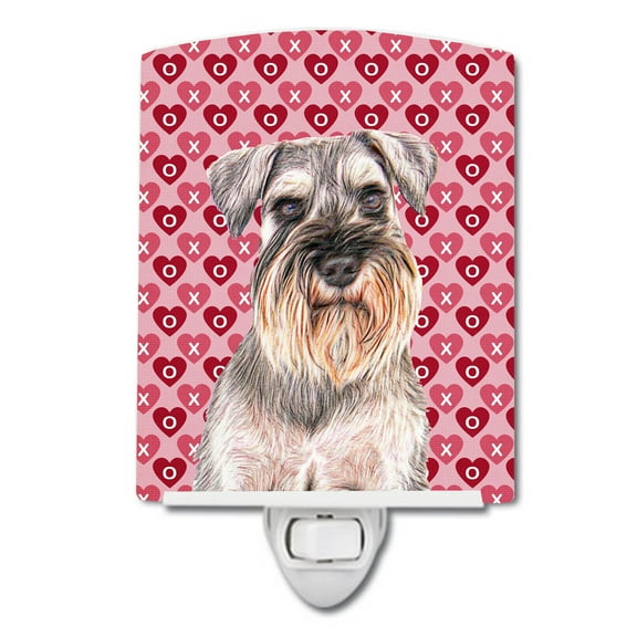 Caroline's Treasures KJ1193CNL Hearts Love and Valentine's Day Schnauzer Ceramic Night Light, 6x4x3", multicolor
