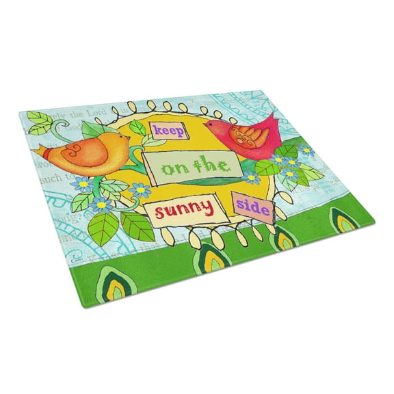 Caroline's Treasures Keep on the Sunny Side Glass Cutting Board Large