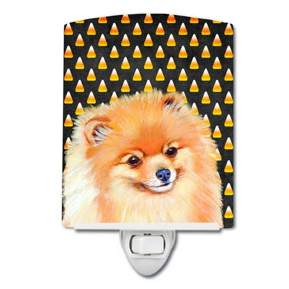 Caroline's Treasures LH9045CNL Pomeranian Candy Corn Halloween Portrait Ceramic Night Light, 6x4x3", multicolor