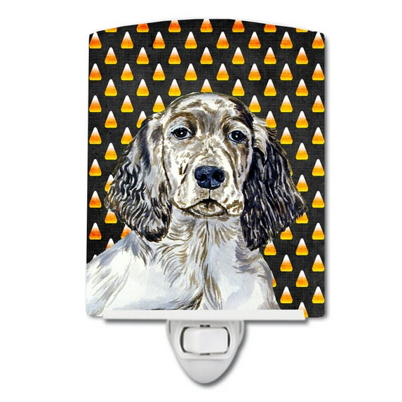 Caroline's Treasures LH9063CNL English Setter Candy Corn Halloween Portrait Ceramic Night Light, 6x4x3", multicolor