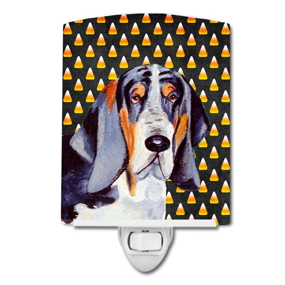 Caroline's Treasures LH9068CNL Basset Hound Candy Corn Halloween Portrait Ceramic Night Light, 6x4x3", multicolor